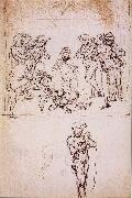 LEONARDO da Vinci, Studies fur the adoration of the Konige